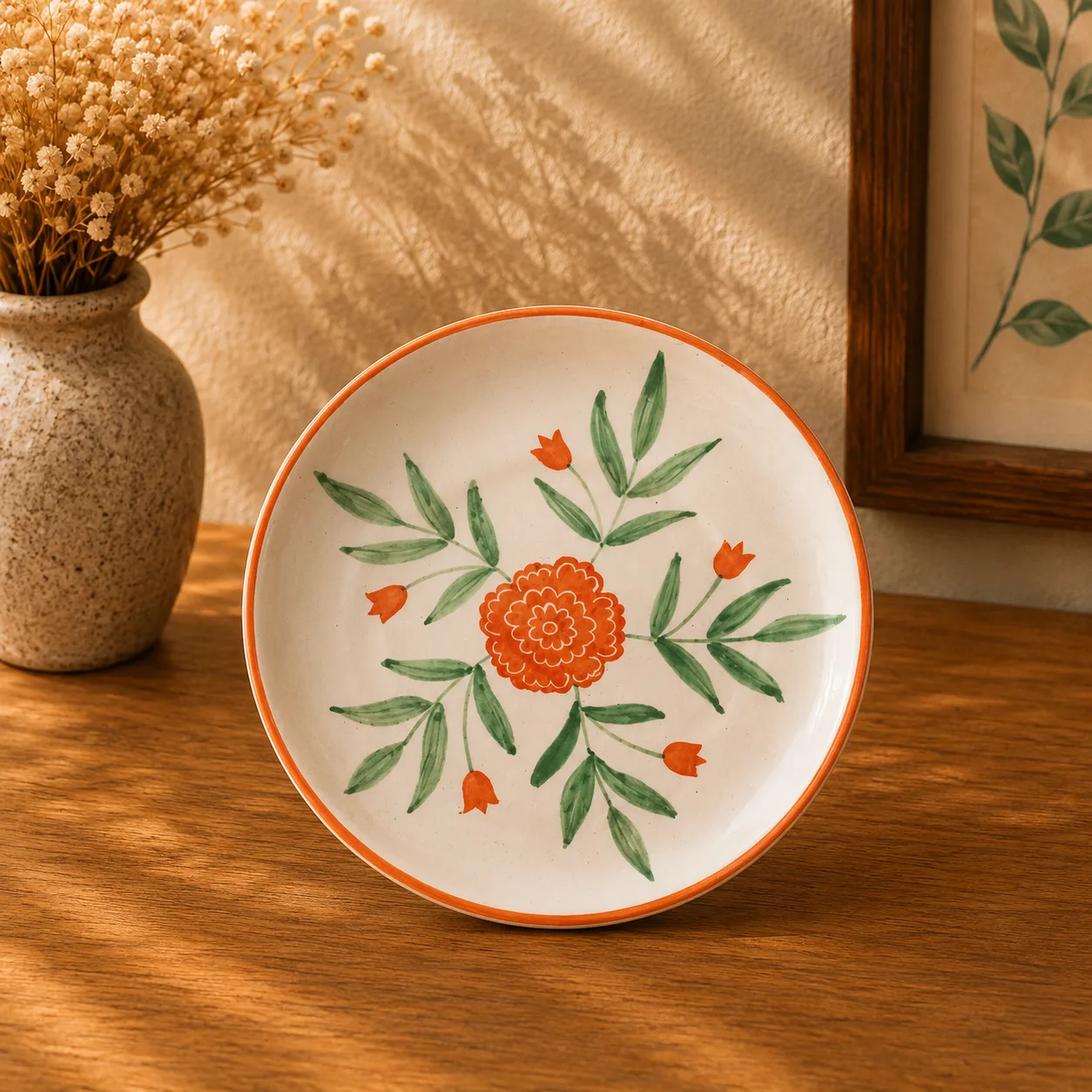 Marigold Handpainted 7.5-Inch Stoneware Ceramic Dinner Plate