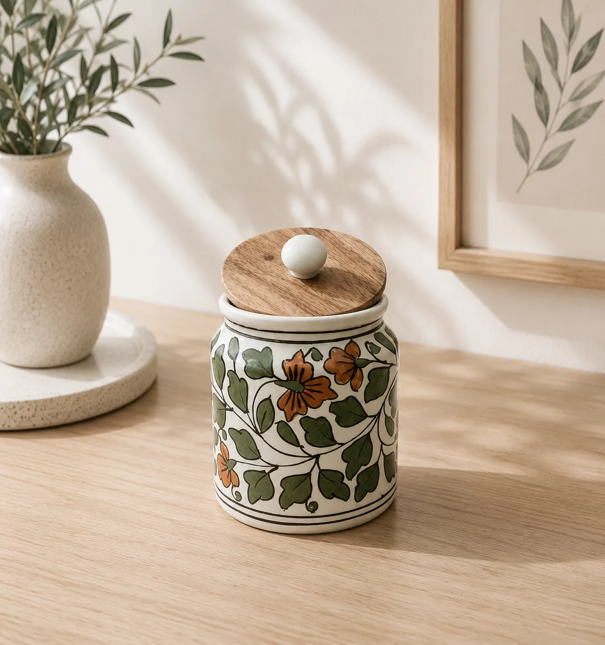 Autumn Vine Handpainted 450 ml Ceramic Kitchen Storage Jar