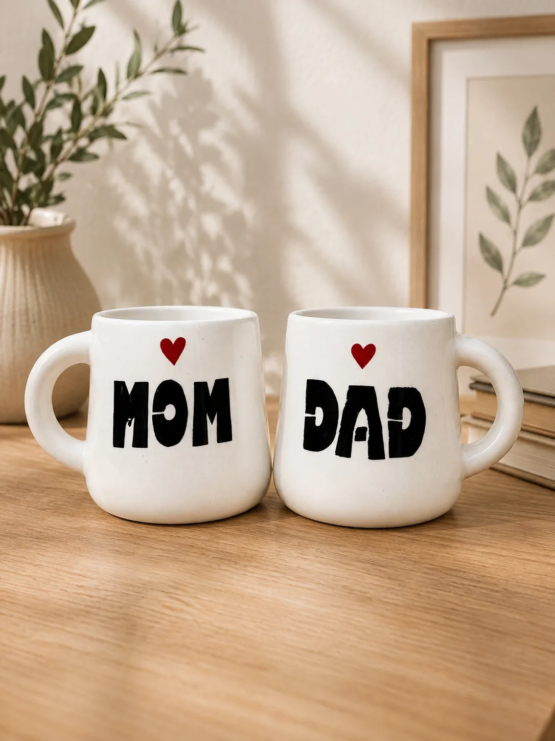 Mom & Dad Love Ceramic Coffee Mug Set (300 ml Each, Set of 2)