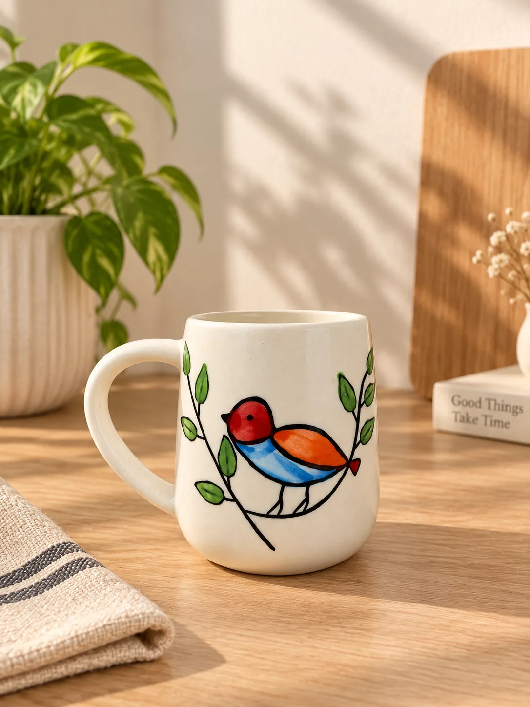 Bird & Branch Handpainted 350 ml Ceramic Coffee Mug