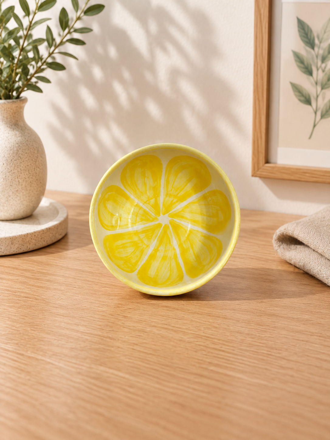 Lemon Blossom Hand-Painted 450 ml Ceramic Serving Bowl