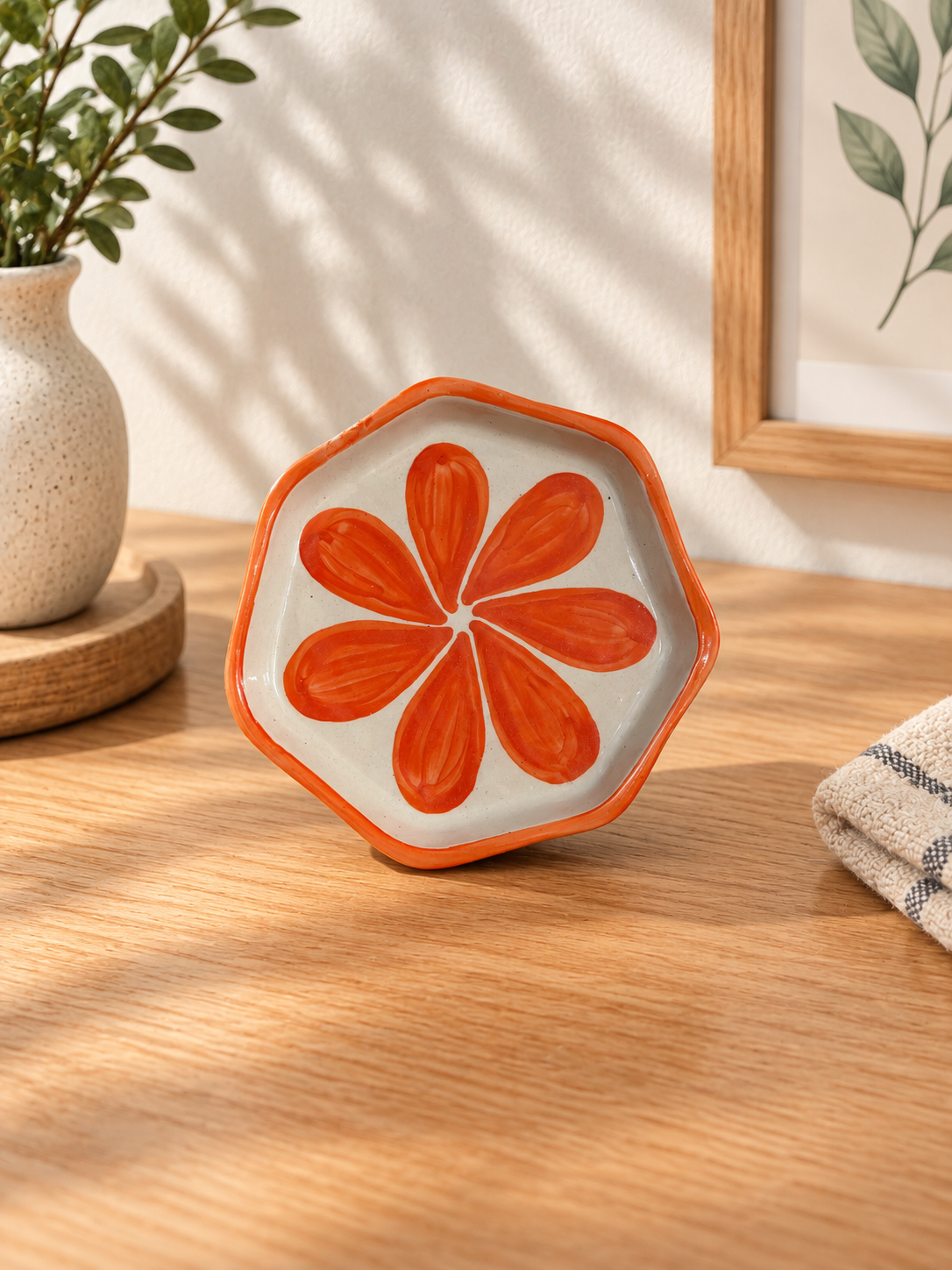 Orange Blossom Hand-Painted 7-Inch Ceramic Snack Plate