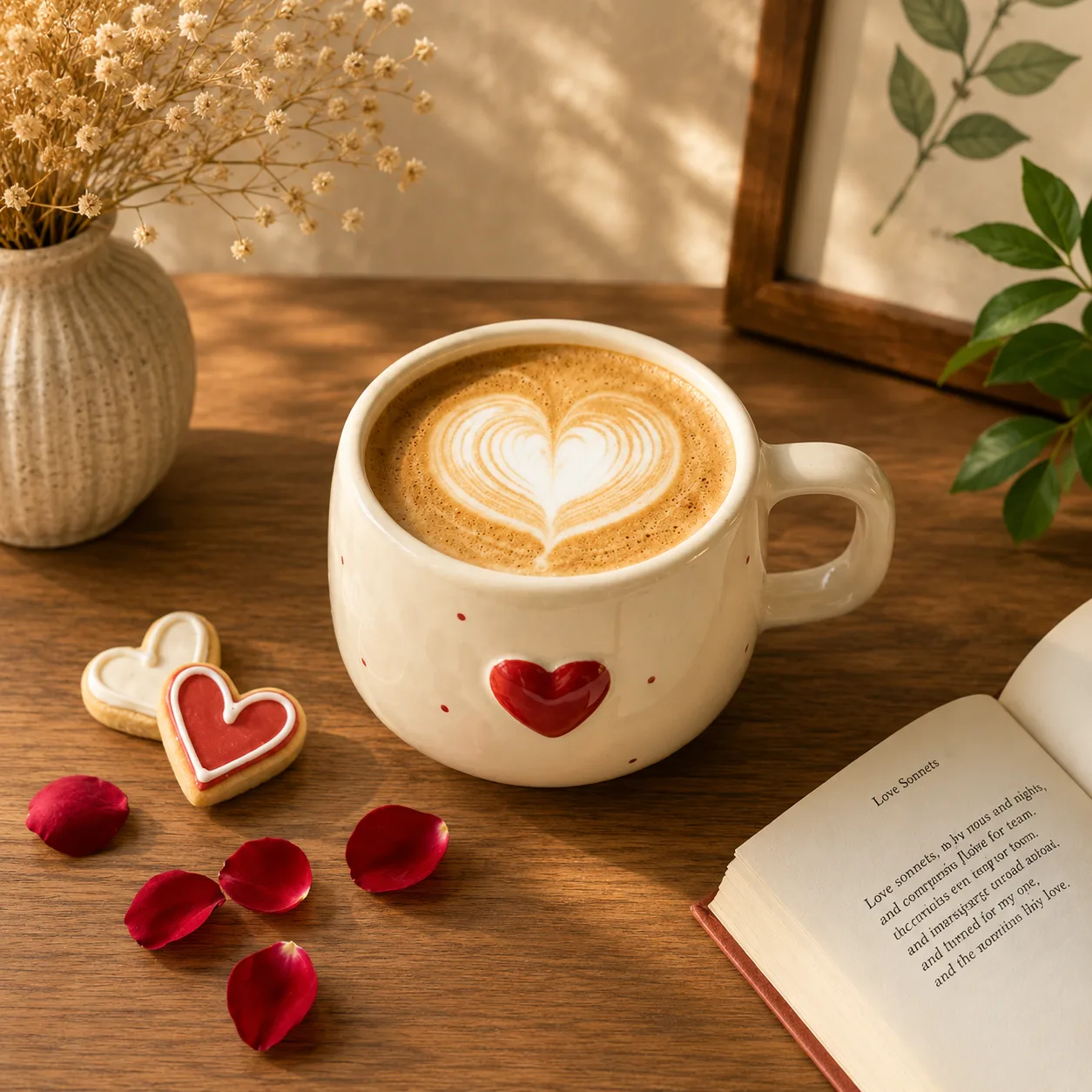 Heart Love Handcrafted 300 ml Stoneware Coffee Mug - Angle 3 - Artisan Pottery Khurja