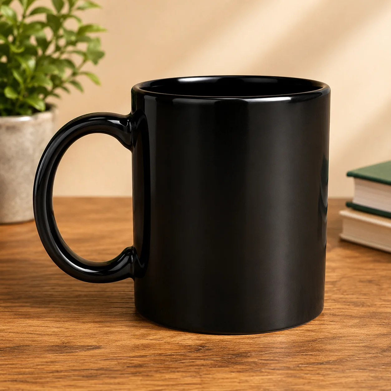 Matte Black Ceramic Milk Mug 300ml: Modern Desk Style